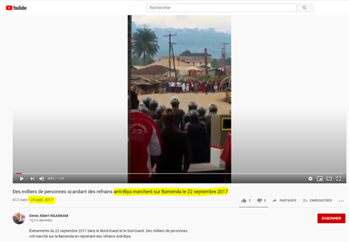 The author of the publication asserts that the tone of the marches is set in the city of Bamenda, region of northwest Cameroon. After verification, this is an old video made in 2017 during the demands of teachers in Bamenda.
